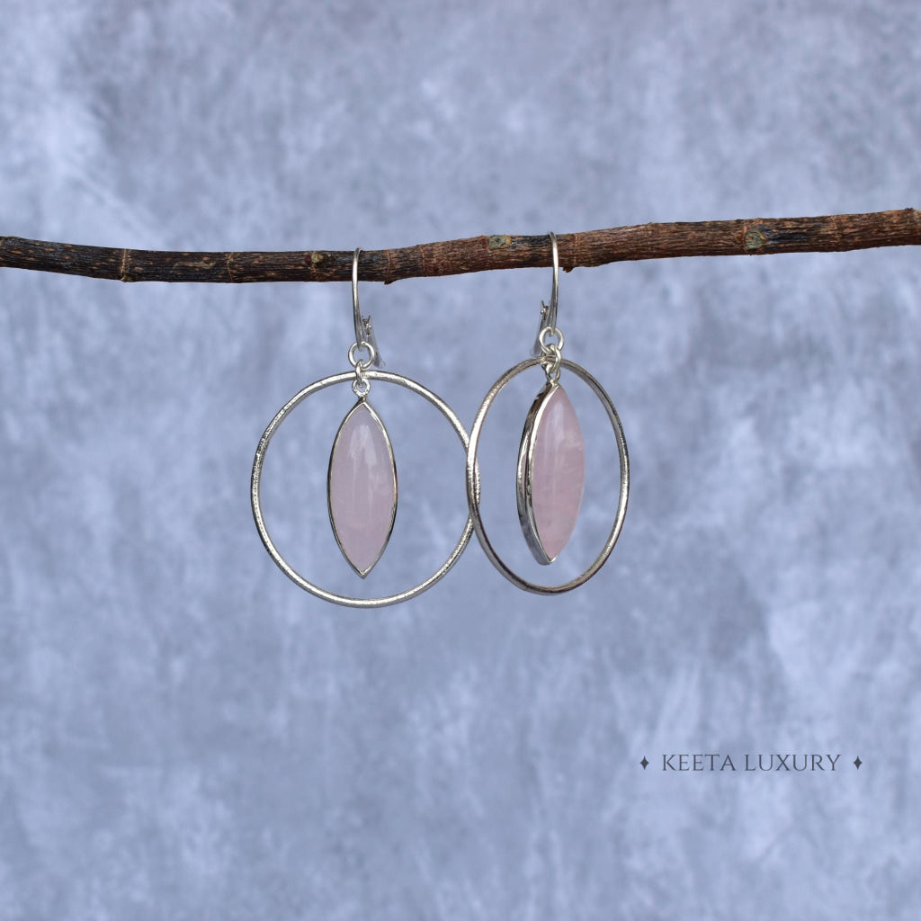 Hoop Glimmers - Rose Quartz Earrings