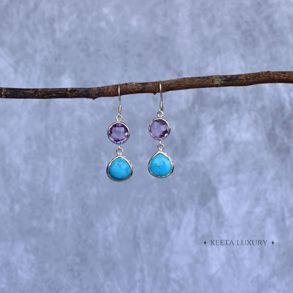 Hybrid - Amethyst & Turquoise Earrings