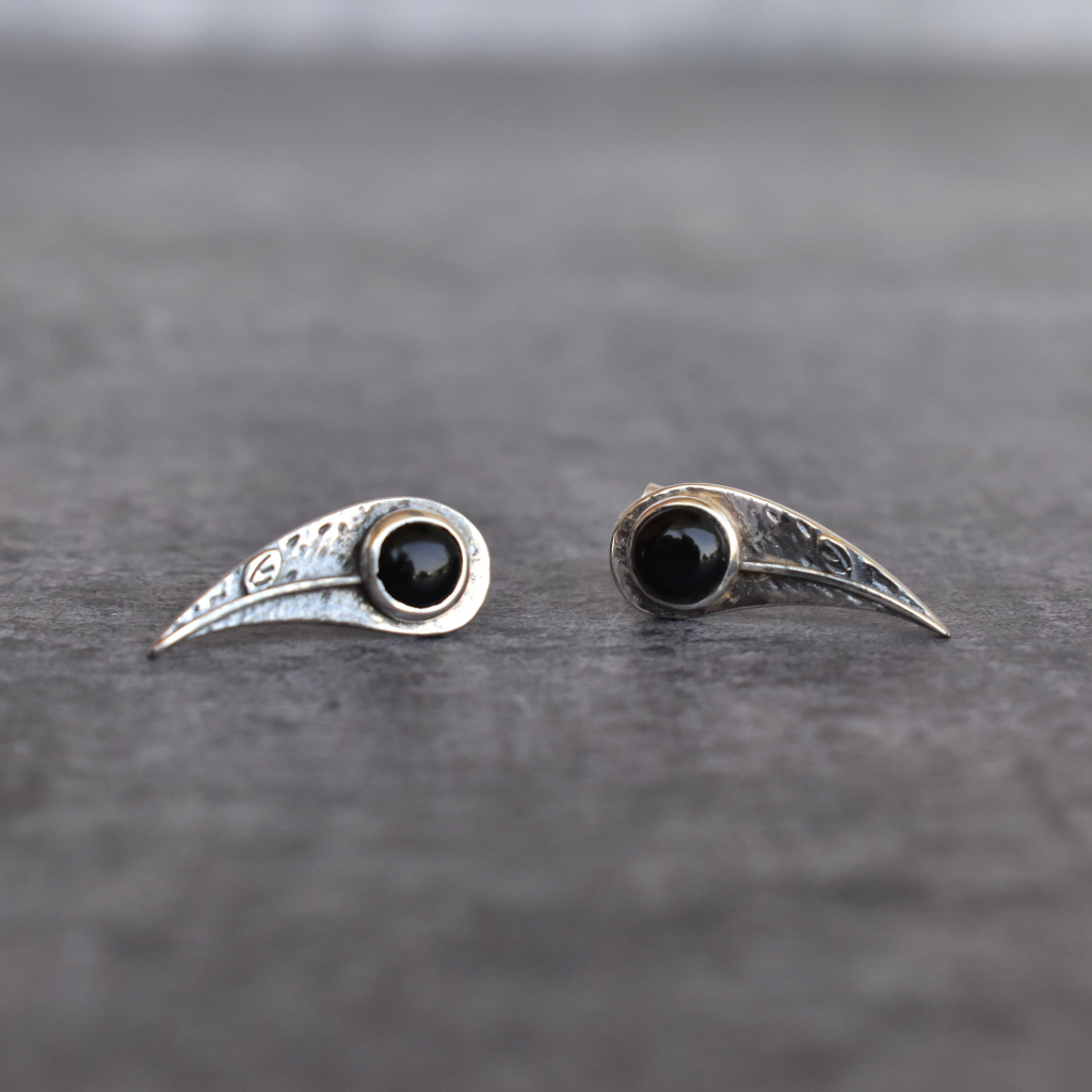 Leaf Bud - Black Onyx Studs -