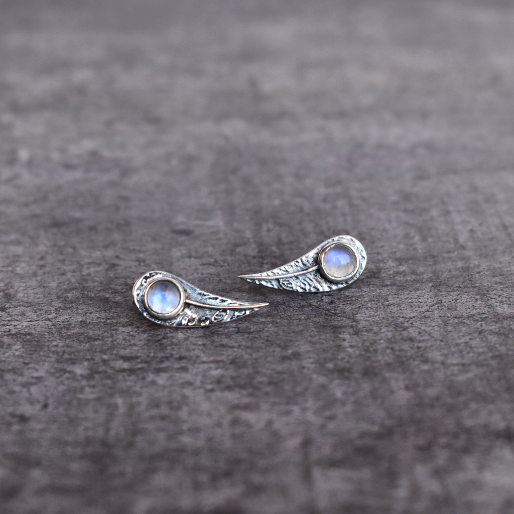Leaf Bud - Moonstone Earrings -