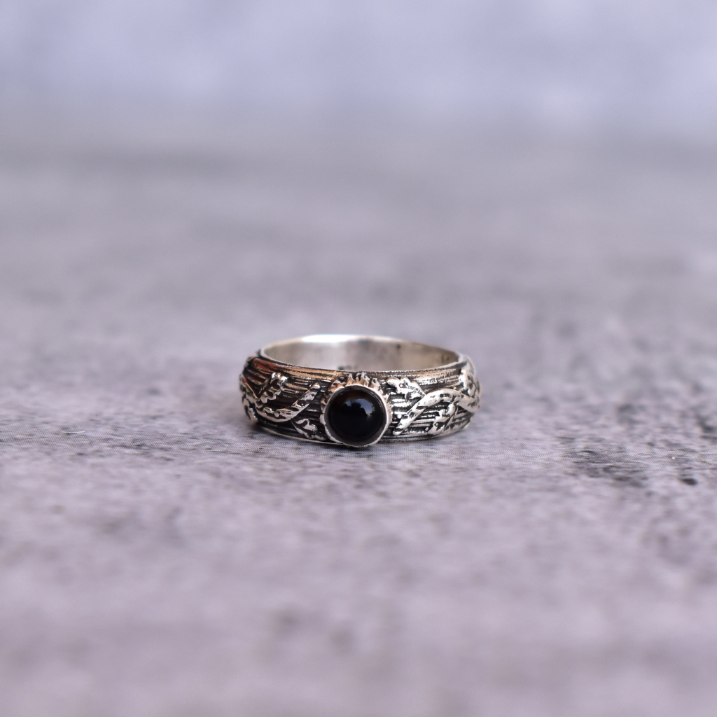Leaf Shadow - Black Onyx Ring -
