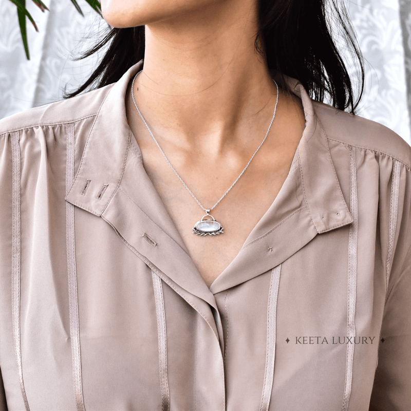 Leaf Spring - Moonstone Necklace 18 Inches Necklace