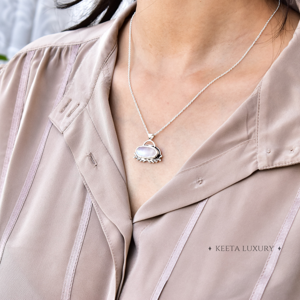 Leaf Spring - Moonstone Necklace -