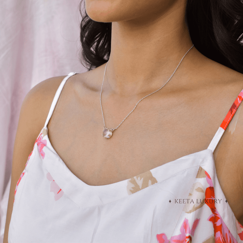 Rose Quartz Leafy Necklace Necklace