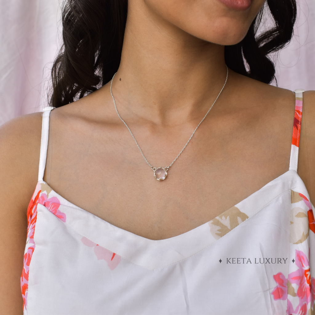 Leaf Sunshine - Rose Quartz Necklace -