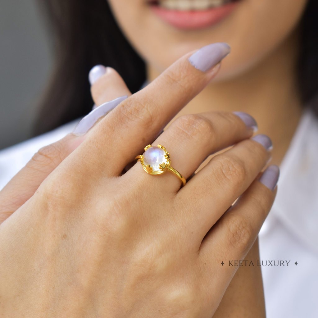 Leafy Bloom- Moonstone Ring -