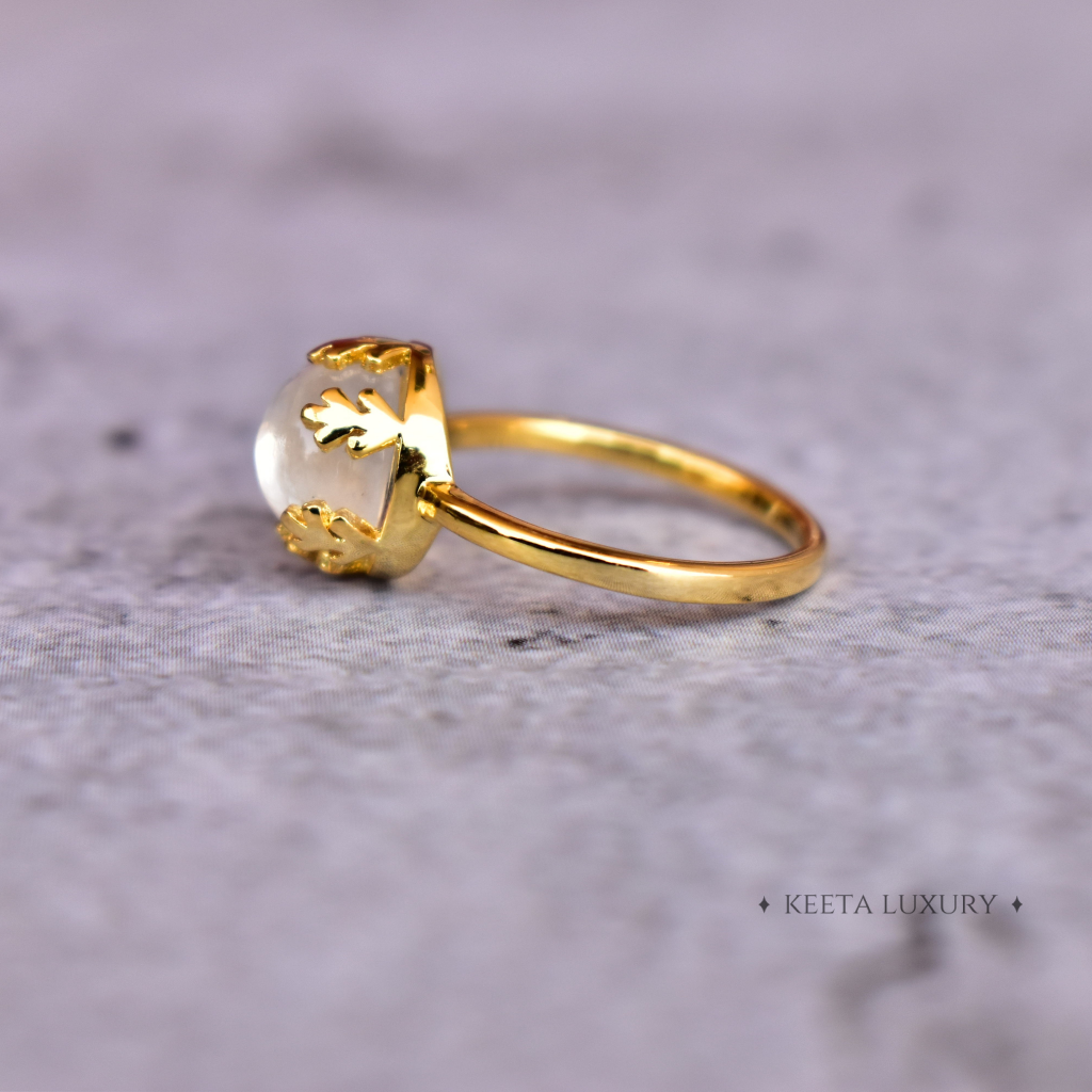 Leafy Bloom- Moonstone Ring -