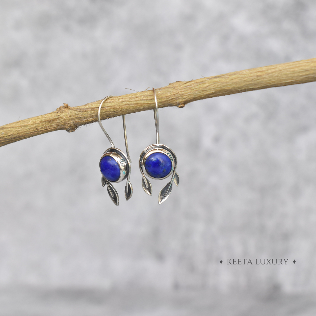 Leafy Exotic - Lapis Earrings -