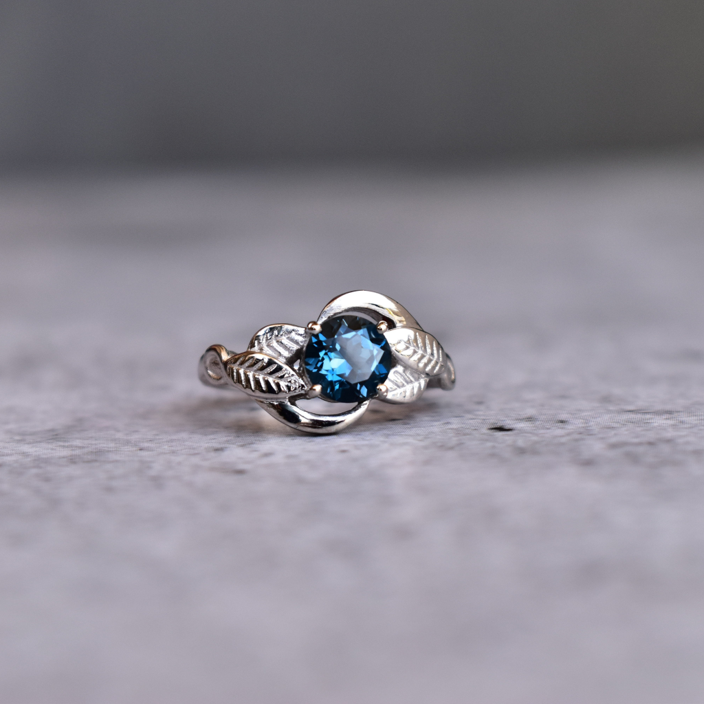 Leafy Fantasy - Blue Topaz Ring -