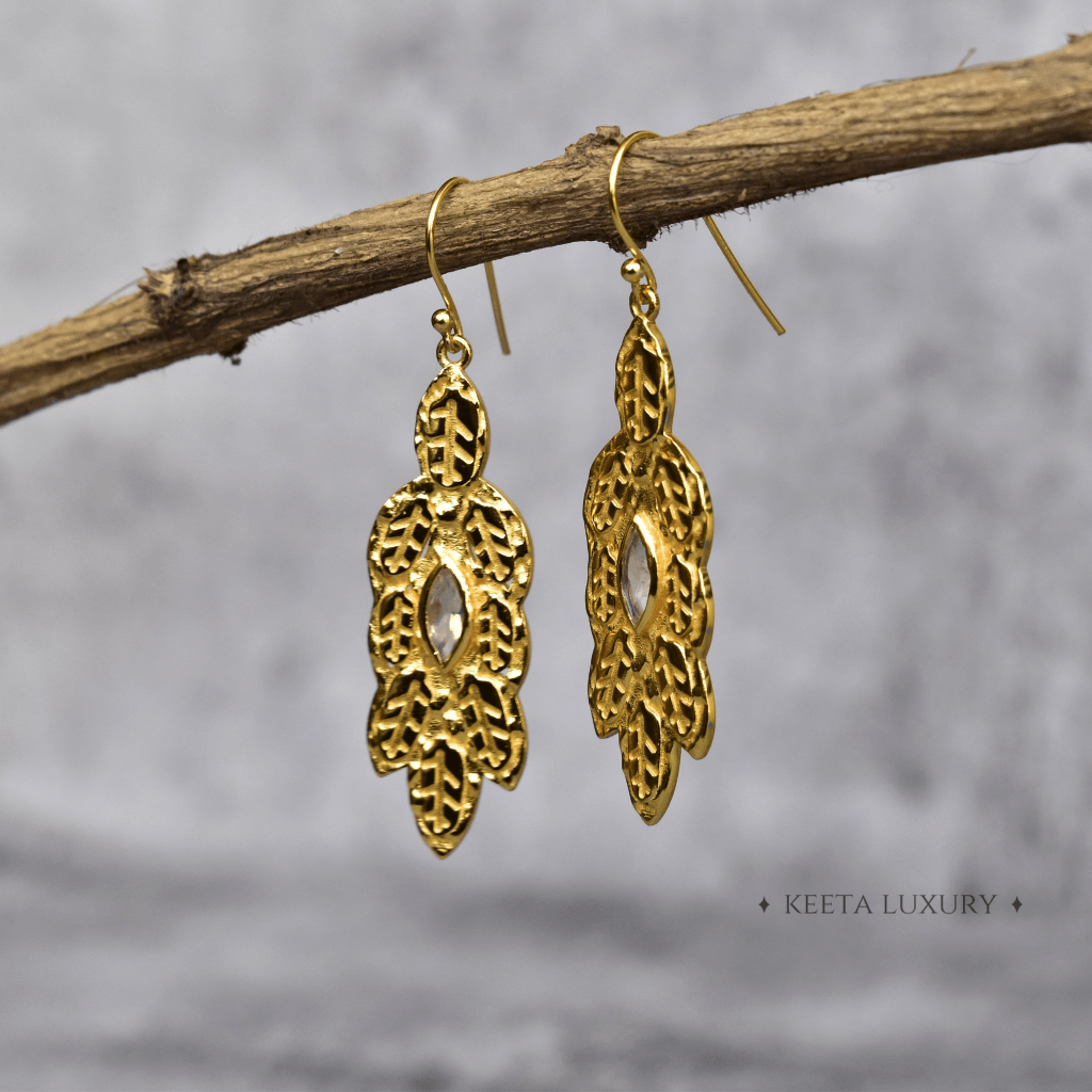 Leafy Wave - Moonstone Earrings -
