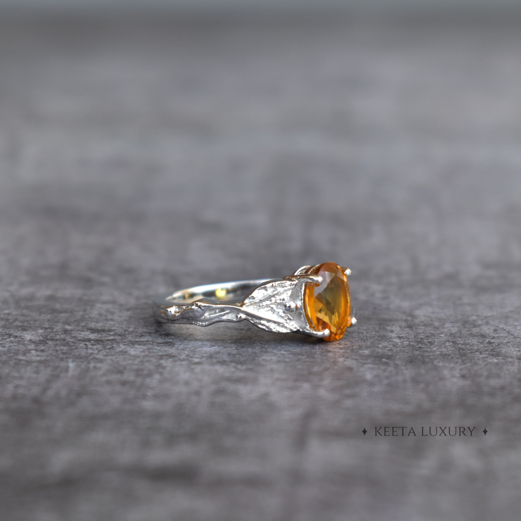 Leafy Yellow - Citrine Ring -
