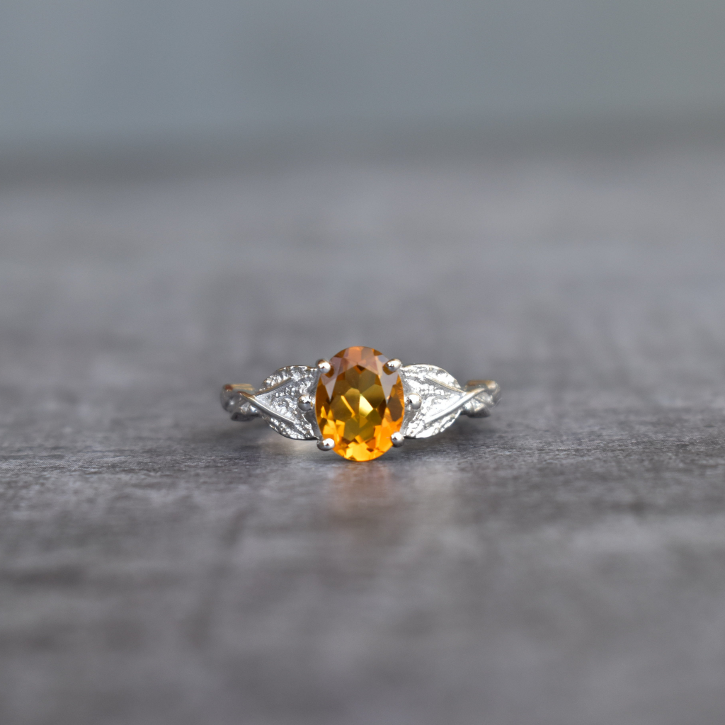 Leafy Yellow - Citrine Ring -