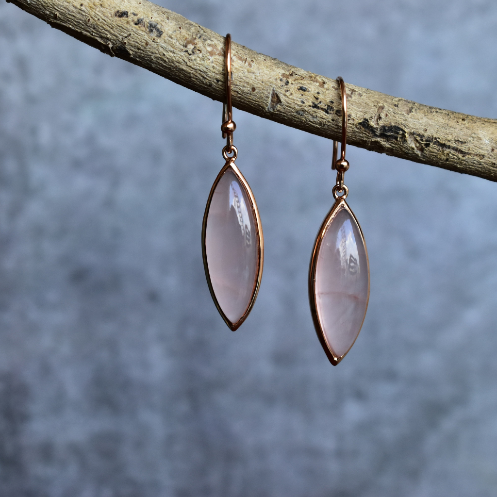 Lit Long - Rose Quartz Earrings -