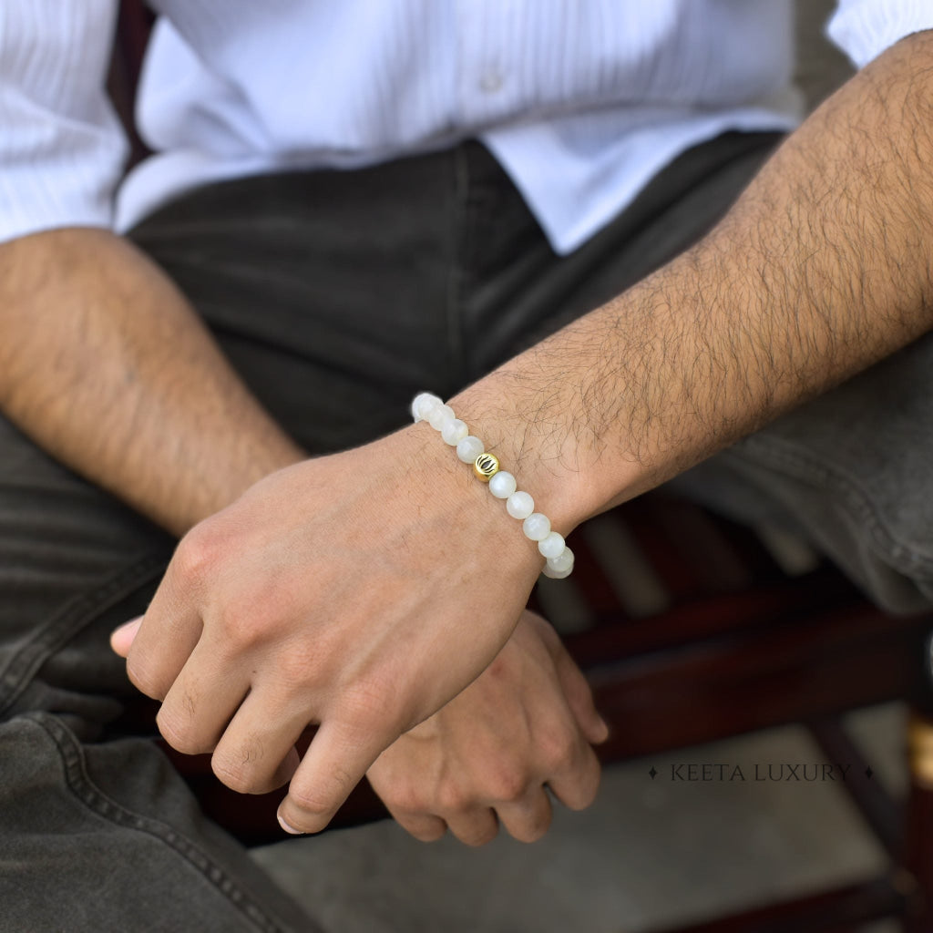 Men Lotus Moonstone Bracelets1