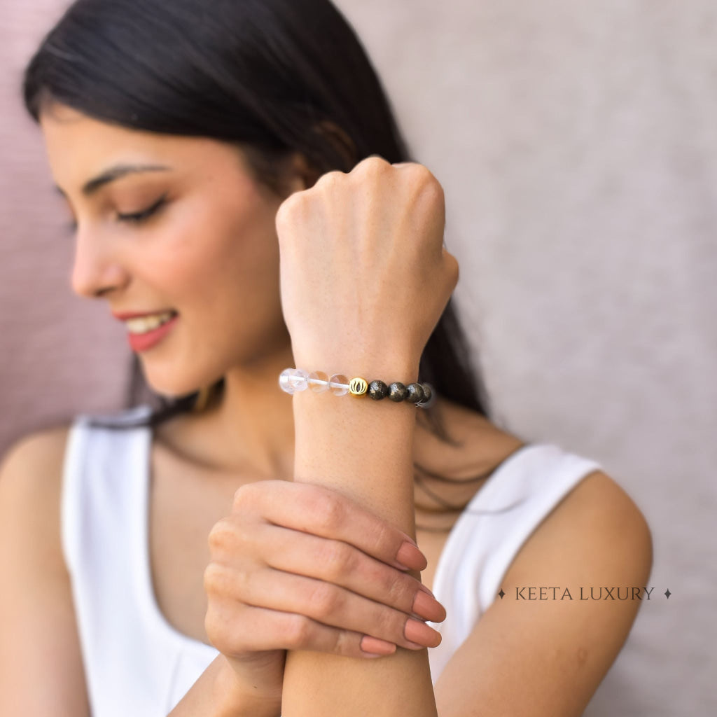 Lotus - Pyrite & Clear Quartz Bracelet For Women Bracelets