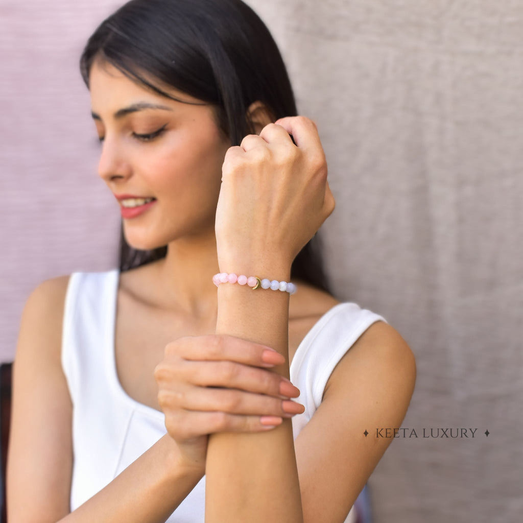 Lunar - Blue Lace Agate & Rose Quartz Bracelet Bracelets
