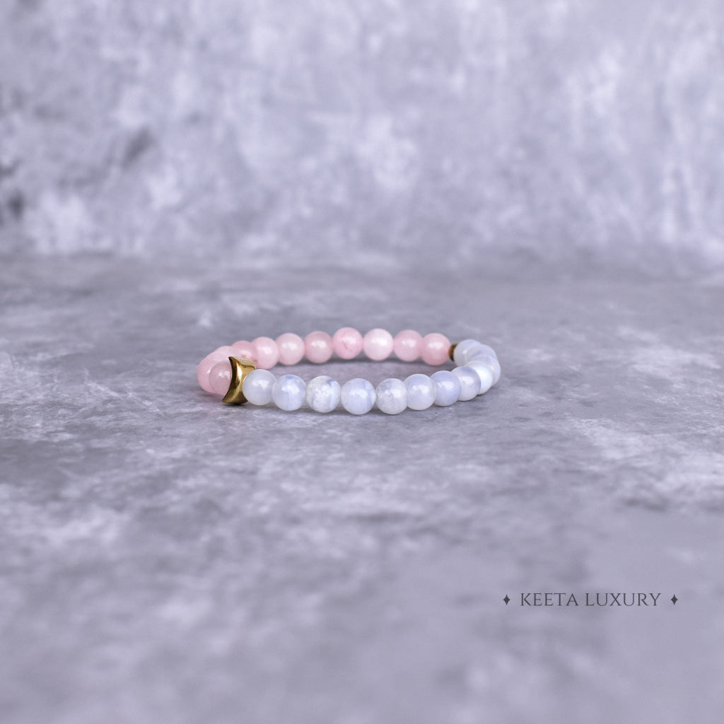 Lunar - Blue Lace Agate & Rose Quartz Bracelet Bracelets