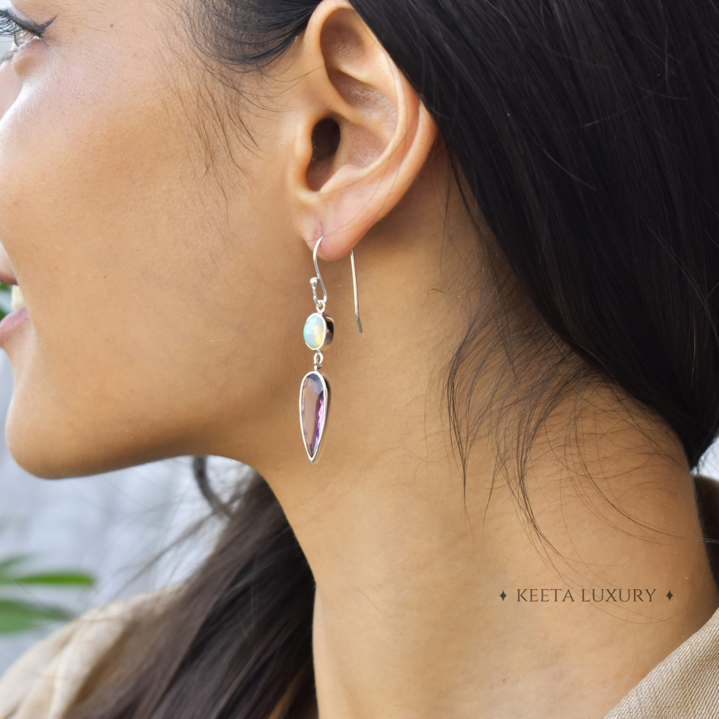 Luxury - Amethyst & Opal Earrings -