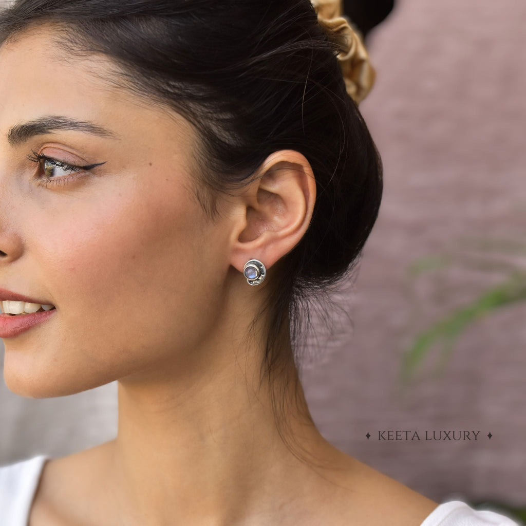 Marine Muse - Moonstone Studs -