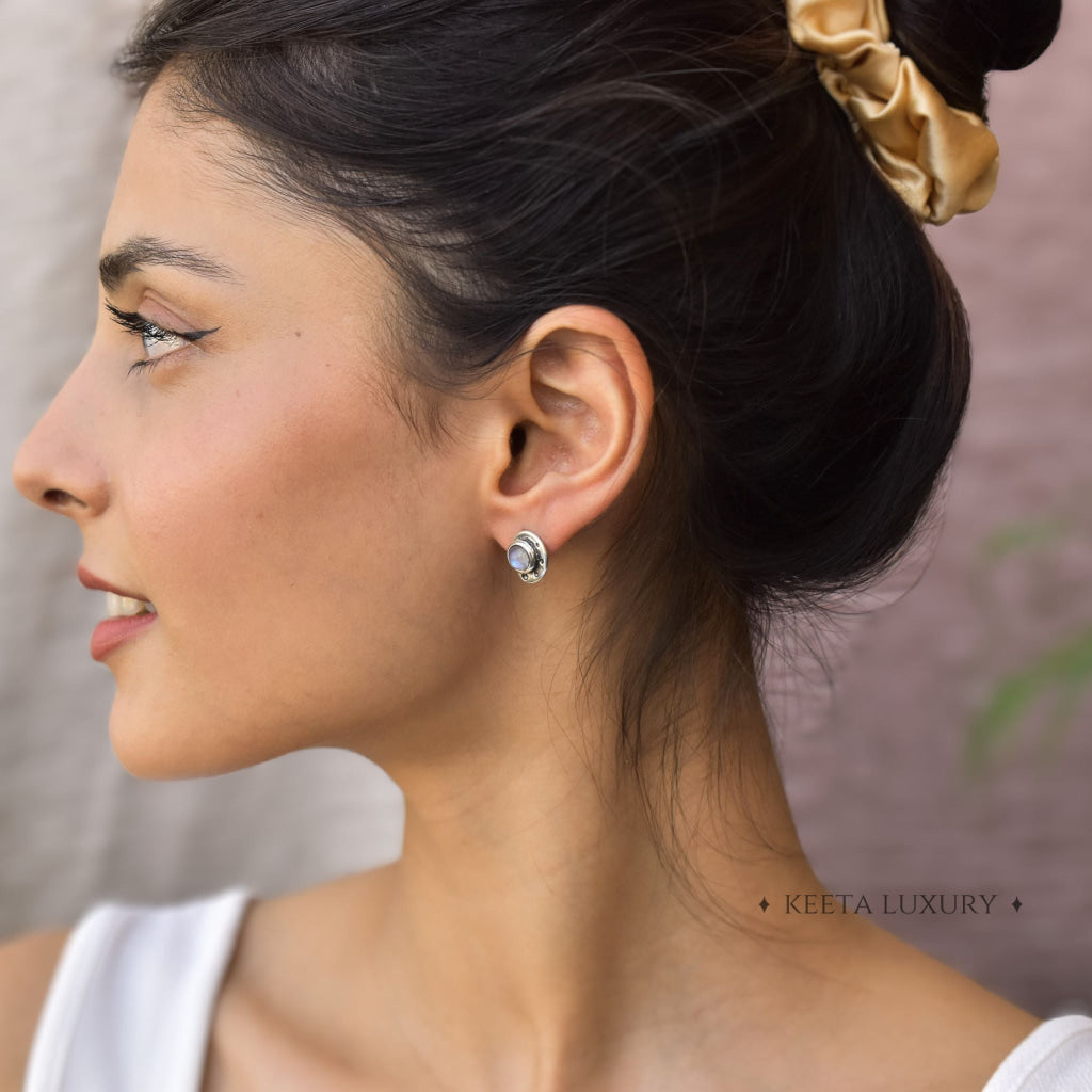 Marine Muse - Moonstone Studs -