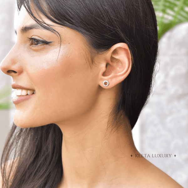 Minimal - Garnet Stud Earrings