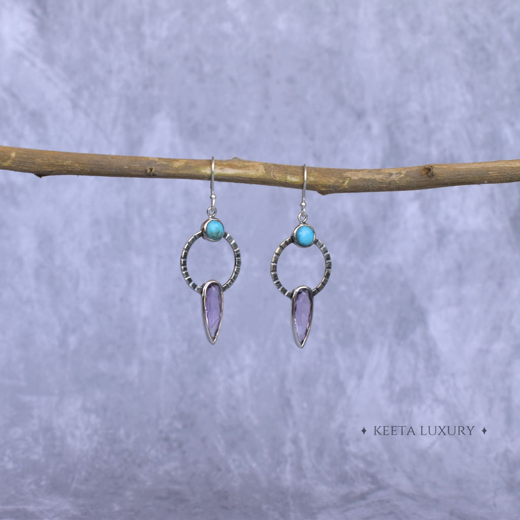 Nature Fusion - Amethyst & Turquoise Earrings -