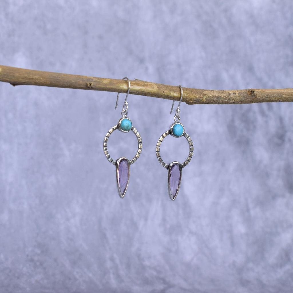 Nature Fusion - Amethyst & Turquoise Earrings -