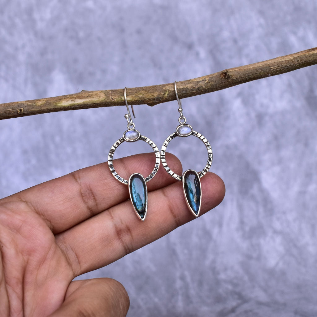 Nature Fusion - Moonstone & Labradorite Earrings -