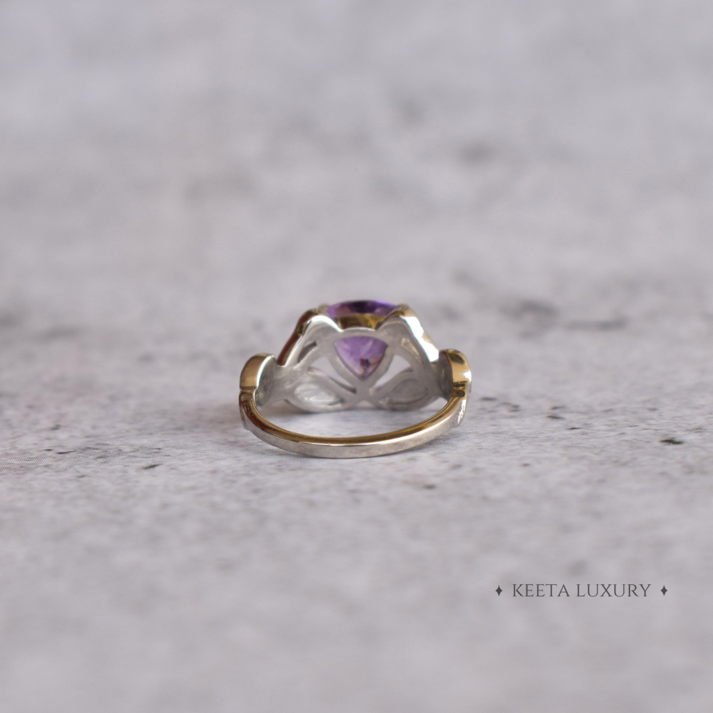 Nature's Embrace - Amethyst Triangle Ring -
