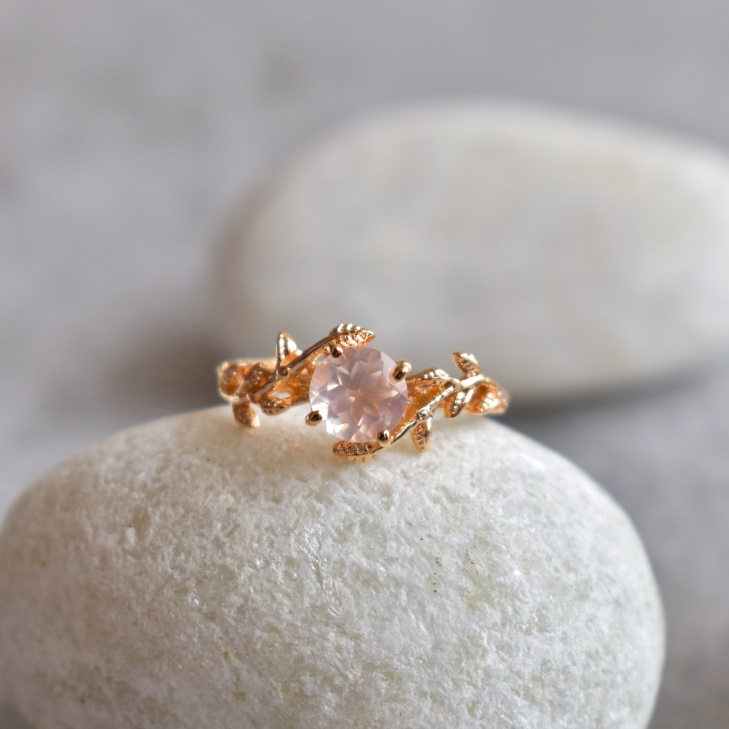 Nature's Embrace - Rose Quartz Ring -