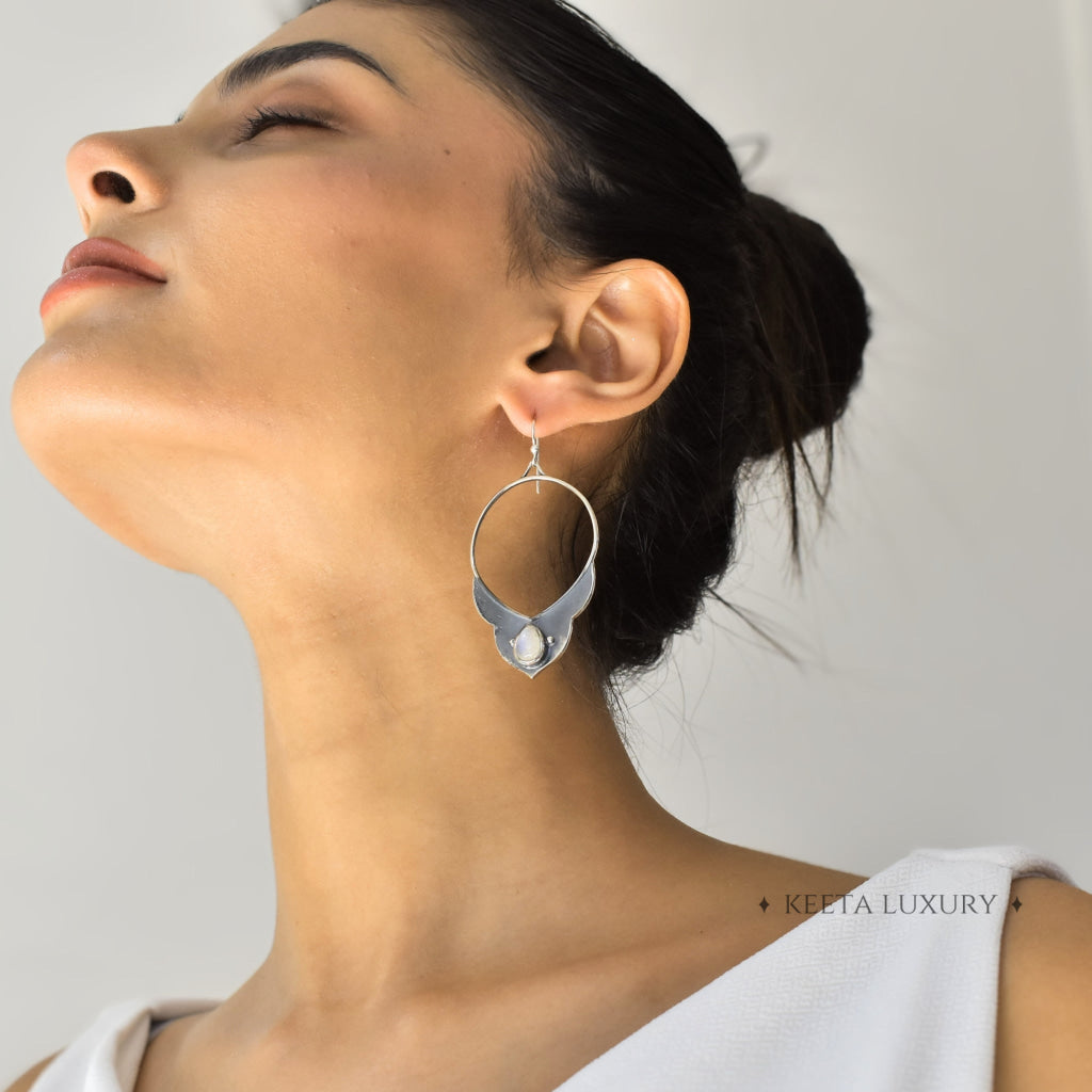 Nomad Horn - Moonstone Earrings Earrings