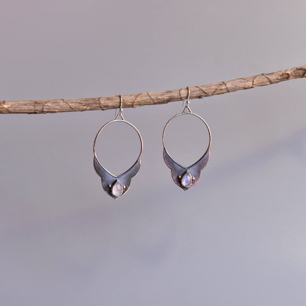 Nomad Horn - Moonstone Earrings Earrings