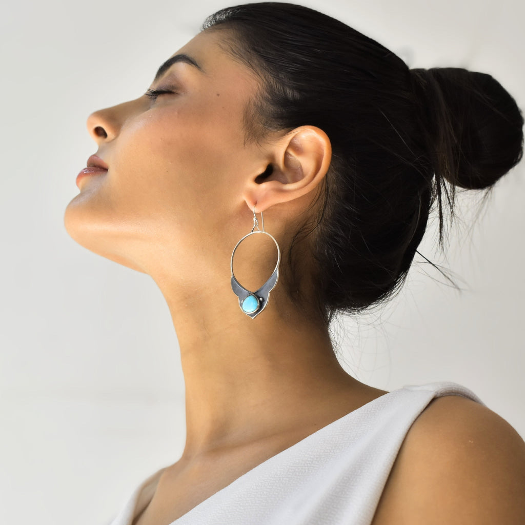 Nomad Horn - Turquoise Earrings Earrings
