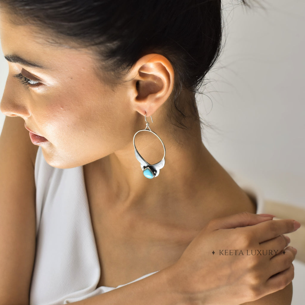 Nomad Horn - Turquoise Earrings Earrings