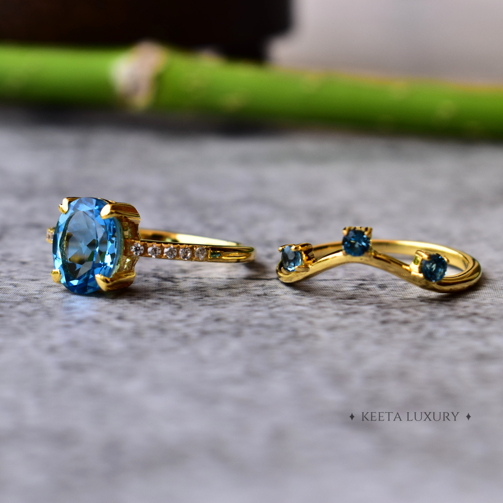 Oceanic Elegance Blue Topaz Ring - Main Image