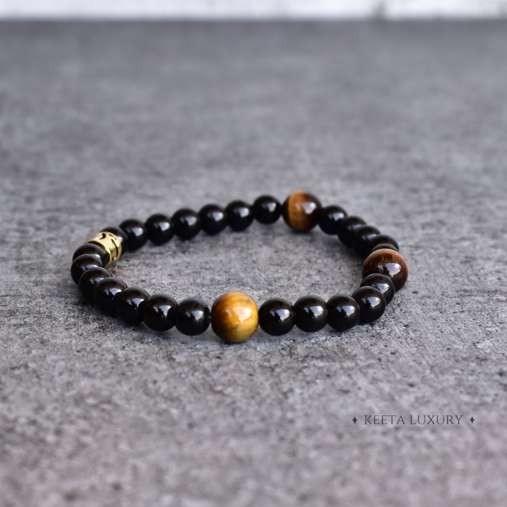 Onyx Panther - Black Onyx And Tiger Eye Bracelets -