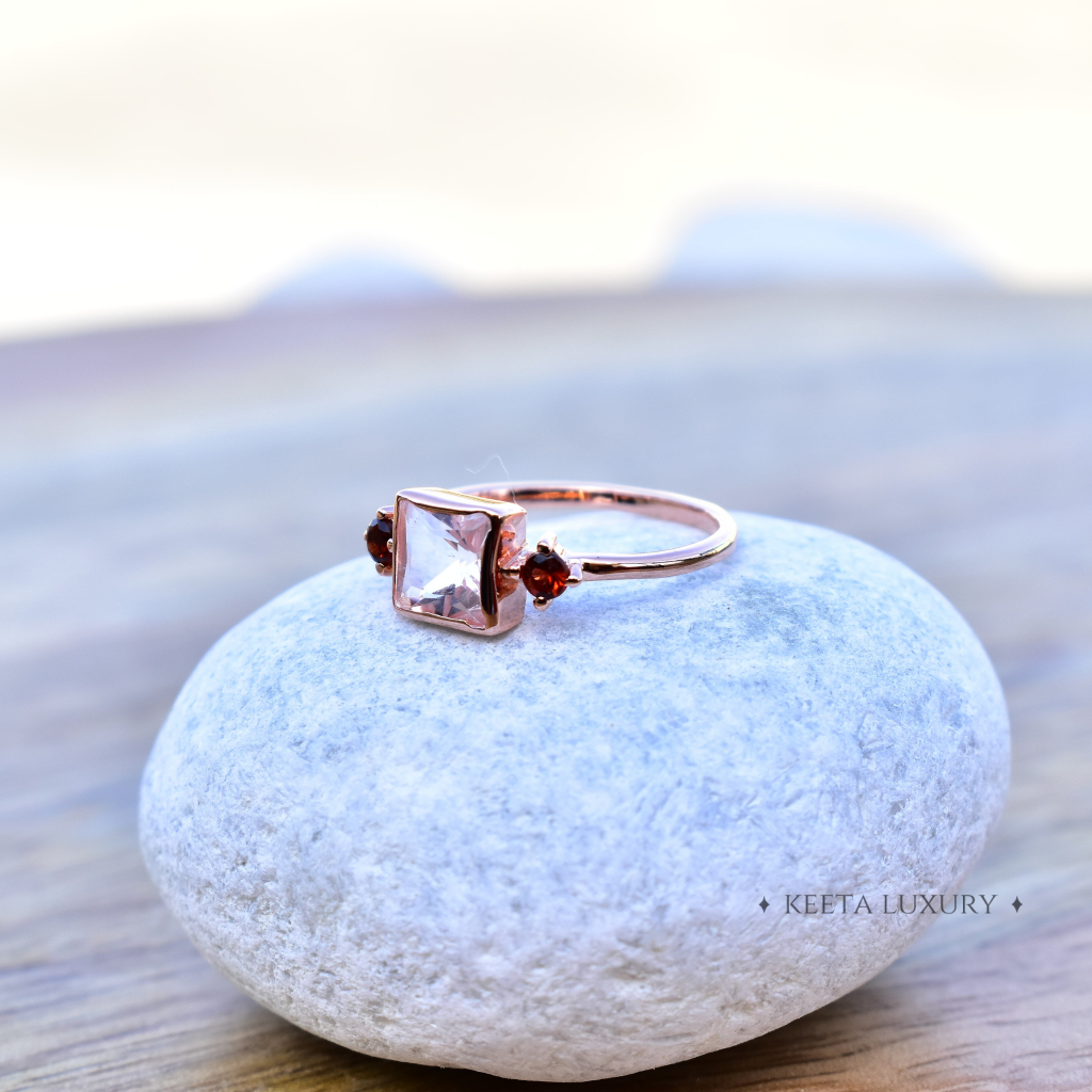 Pink Charmer - Rose Quartz & Garnet Ring -