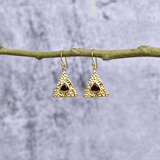 Pyramid - Garnet Earrings