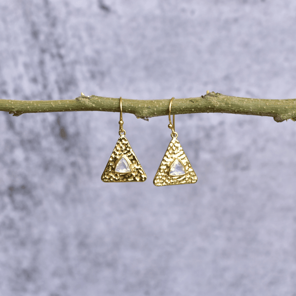 Pyramid - Moonstone Earrings -
