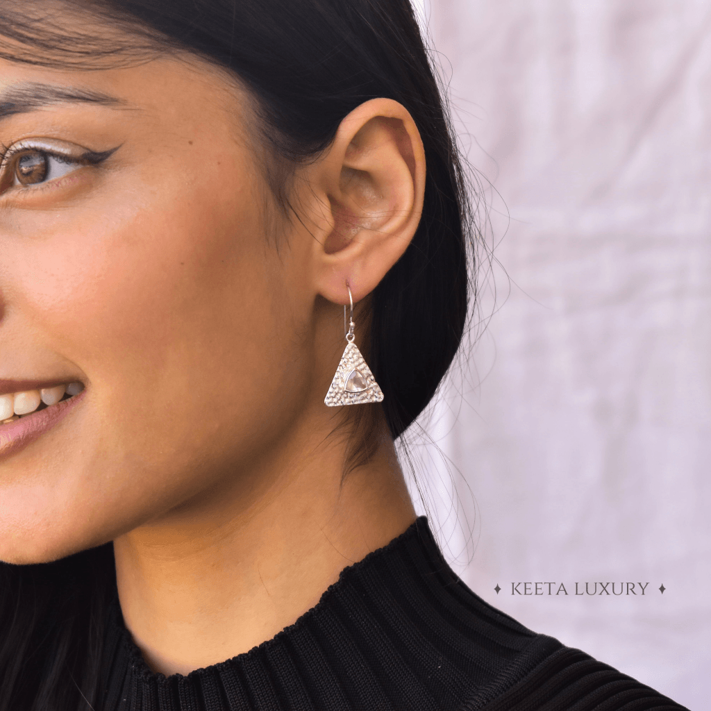 Pyramid - Rose Quartz Earrings -