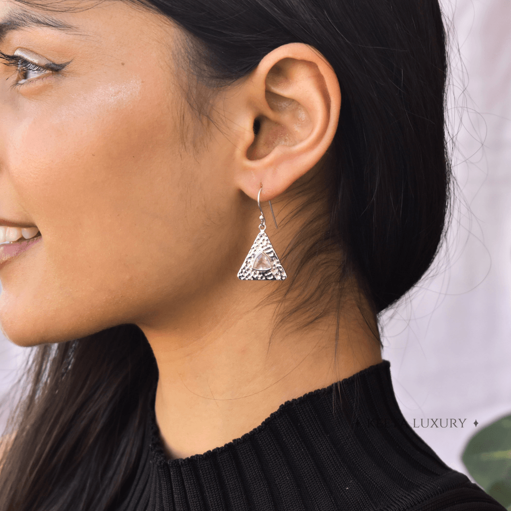 Pyramid - Rose Quartz Earrings -