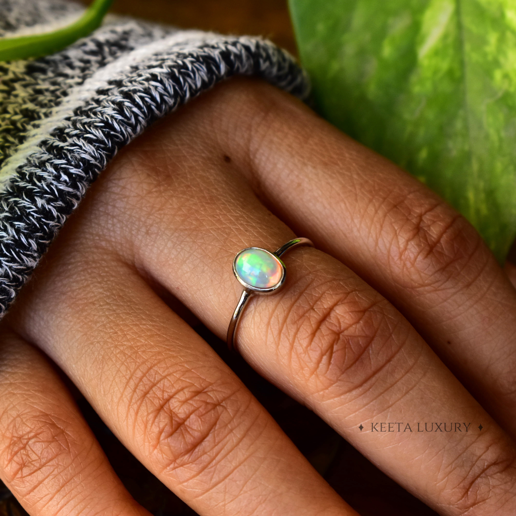 Buy Rainbow Essence Simple Opal Ring Online at Keeta Luxury