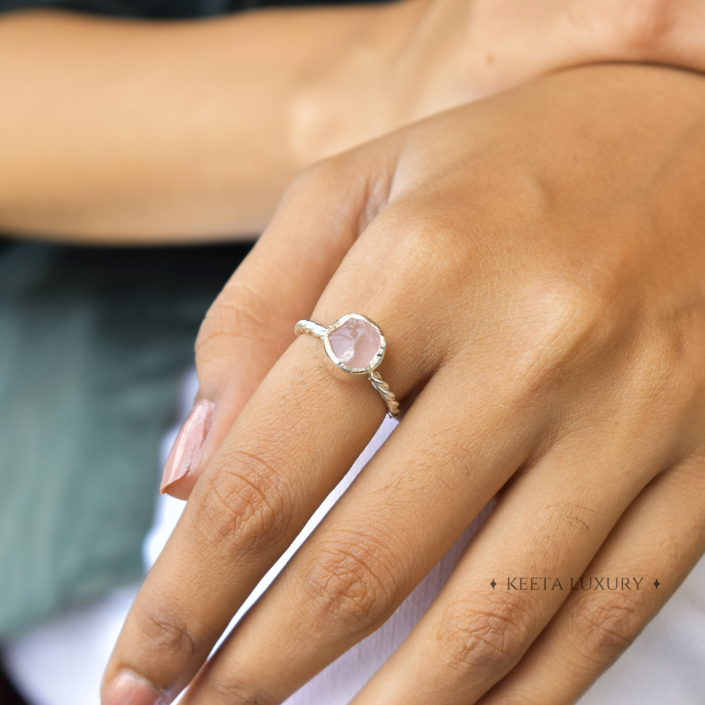 Raw Beauty - Rose Quartz Ring -