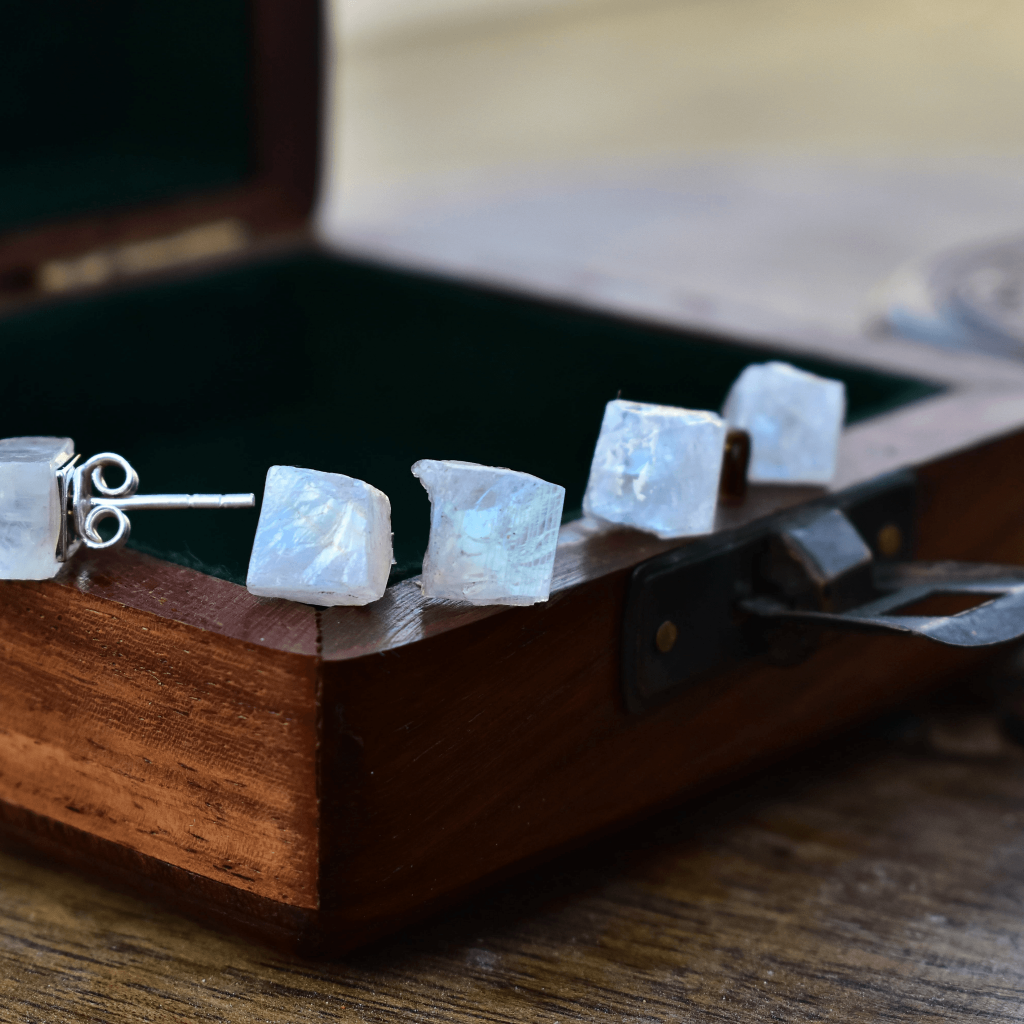 Raw Perfection - Moonstone Studs -
