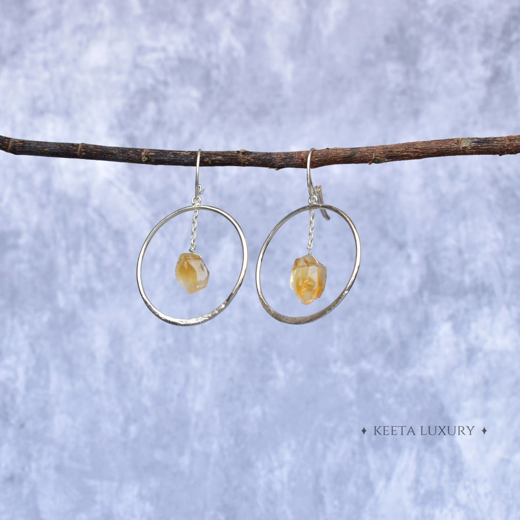 Raw & Ready - Citrine Hoop Earrings