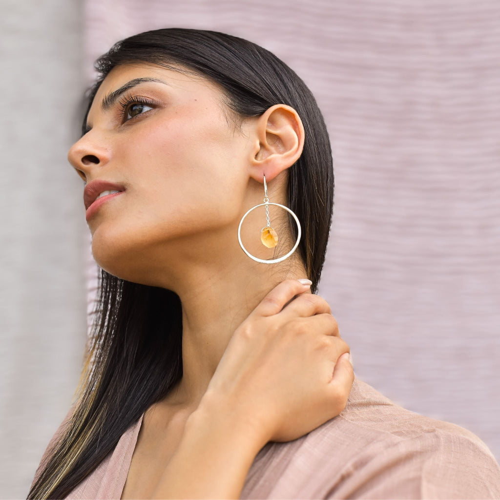 Raw & Ready - Citrine Hoop Earrings