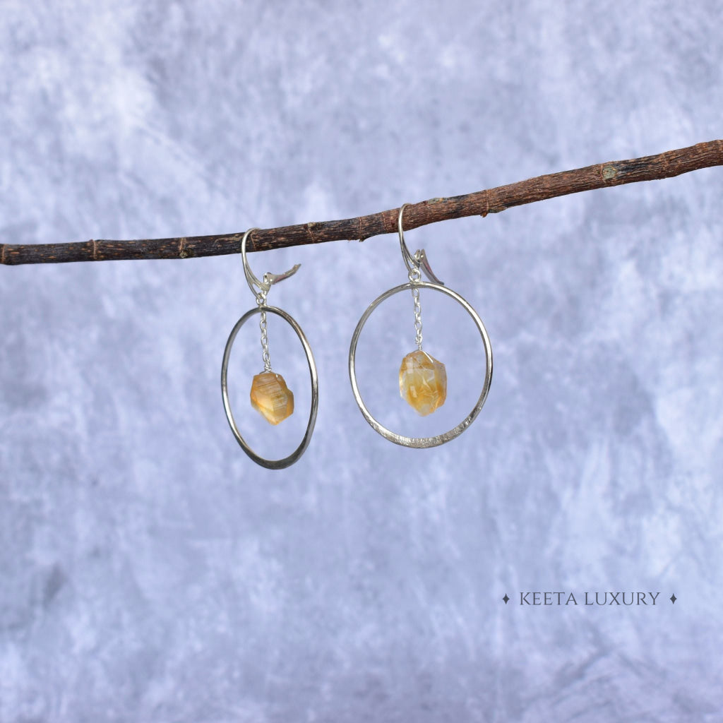 Raw & Ready - Citrine Hoop Earrings