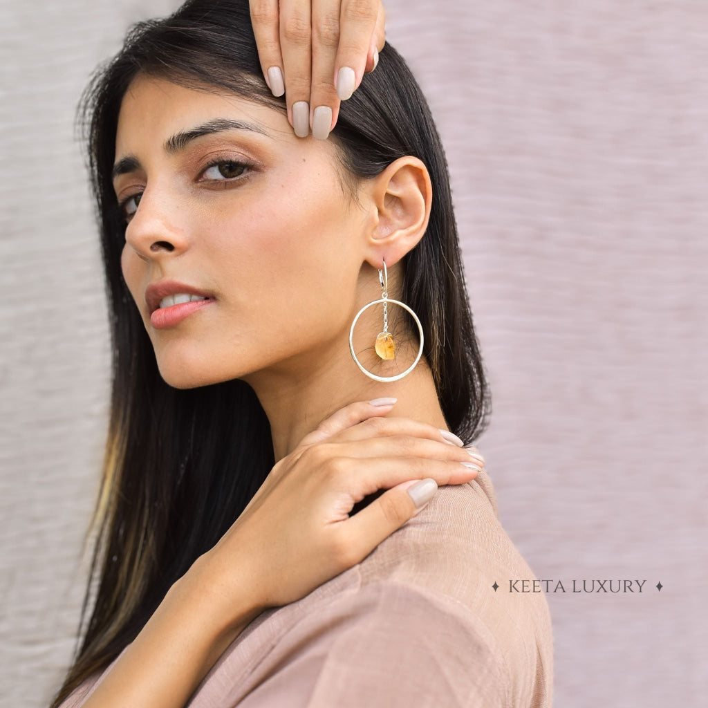 Raw & Ready - Citrine Hoop Earrings