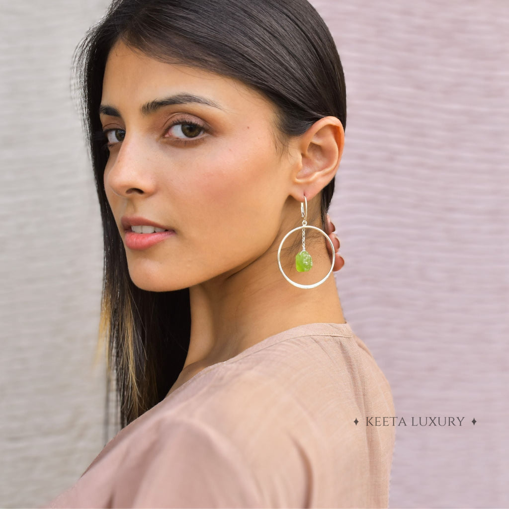 Raw & Ready - Peridot Hoop Earrings