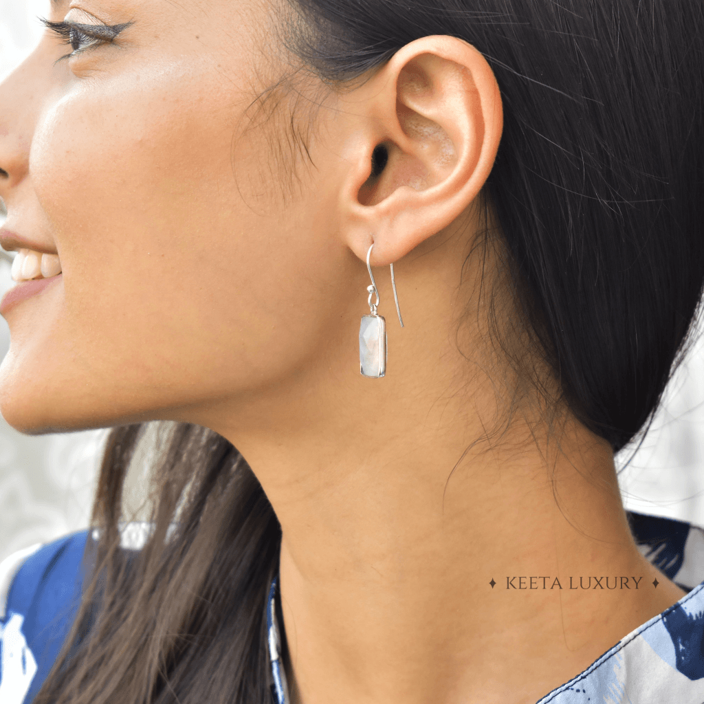 Rectangular Strength - Moonstone Earrings -